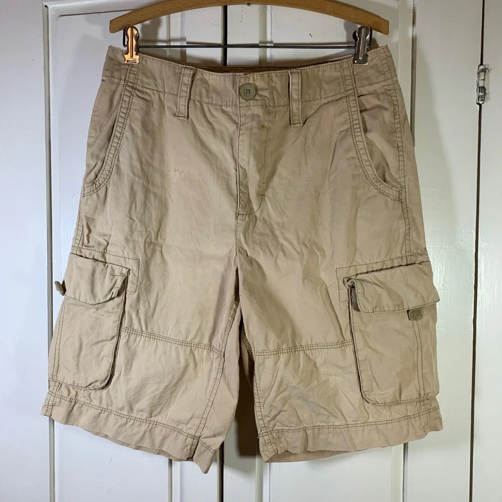 Urban Pipeline Mens Tan Khaki Cotton Canvas Cargo Shorts Size 31 Skater Grunge‎